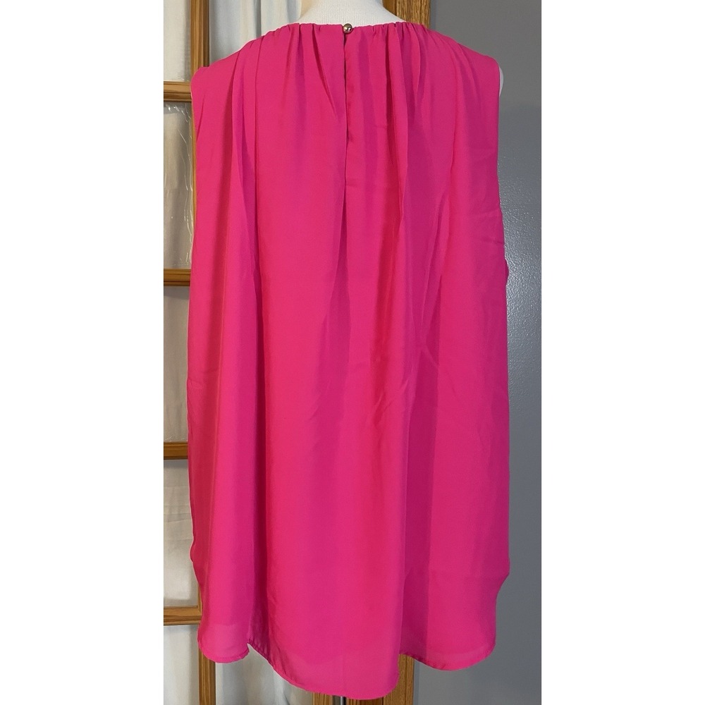 Vtg 80s Vision USA Pullover Blouse 2XL Vibrant Pink Sleeveless Career Party City - Picture 3 of 10